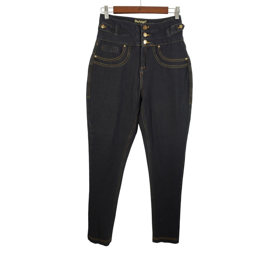 Like An Angel Jeans‎ Womens 1X Blue Dark Wash High Rise Skinny Stretch Denim